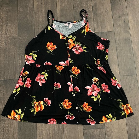 Ambiance Black and Orange Relaxed Camisole - Picture 1 of 4